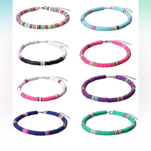 Jewelry - Boho Layered Colorful Beaded Ankle Bracelets Set Brand New